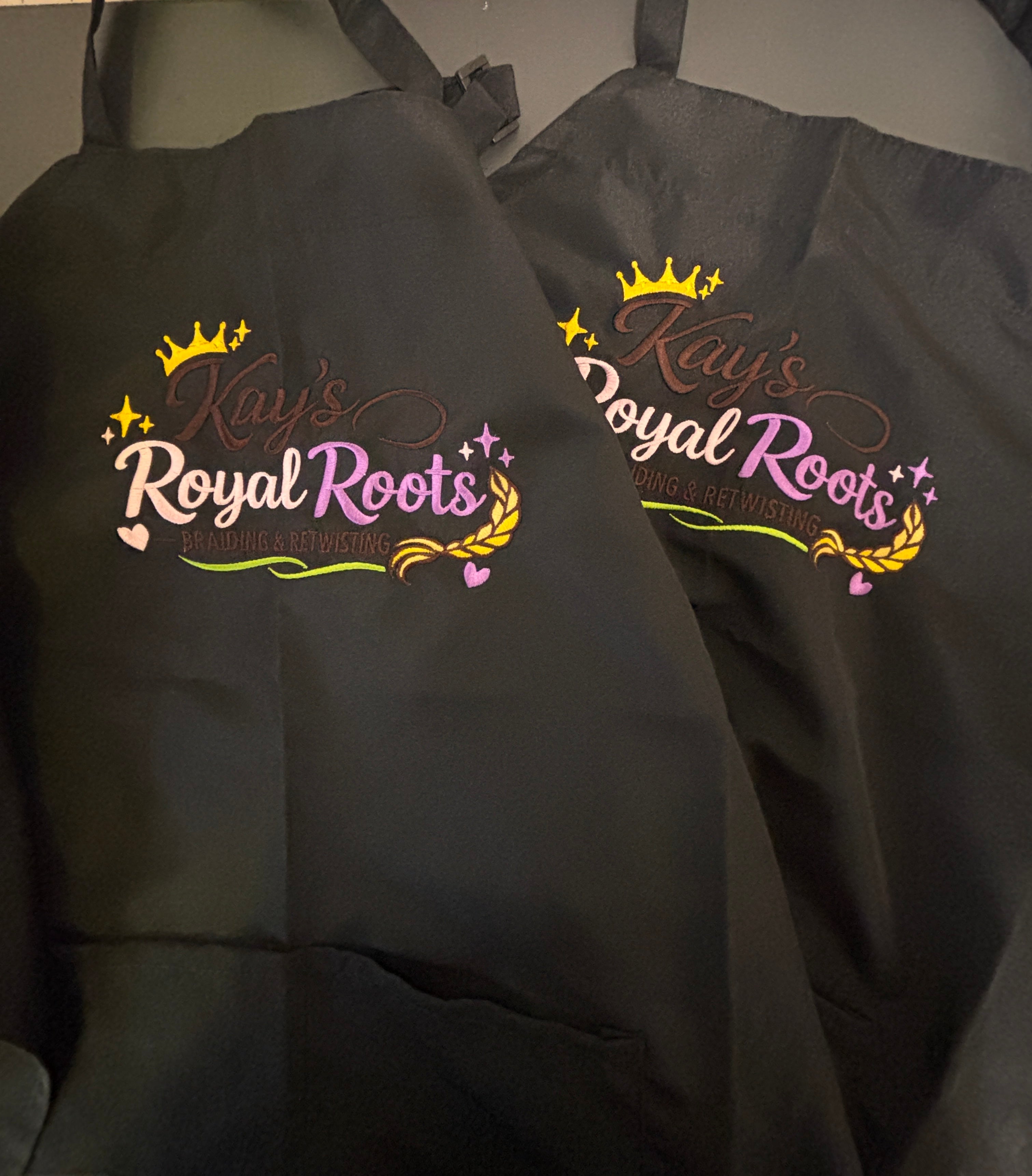 RA - Custom embroidered apron. Kay’s Royal Roots.