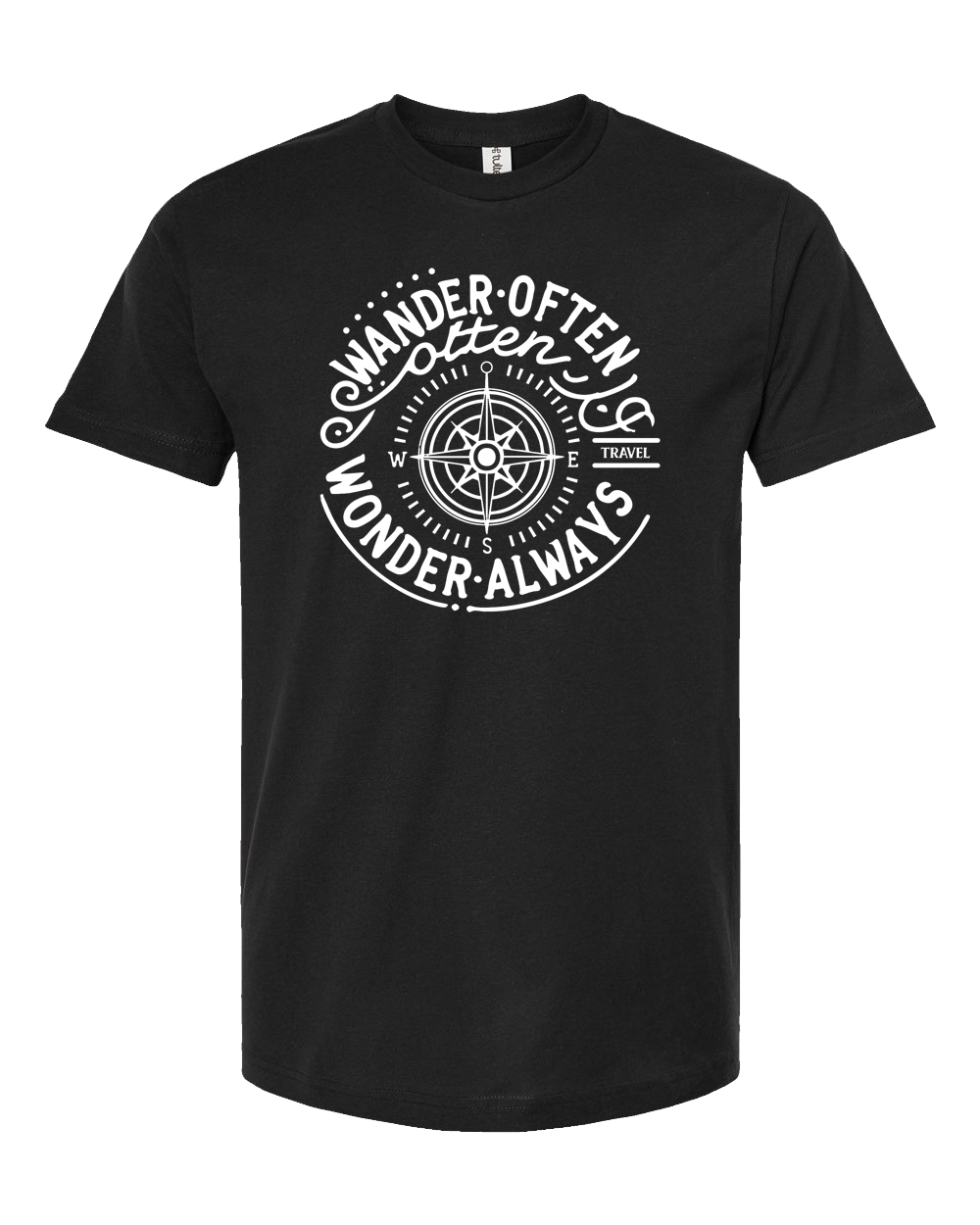 Wander-travel-vacation-tshirt-black
