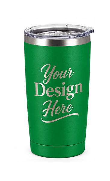 Custom laser engraved 20 oz powder coated steel drink tumblers