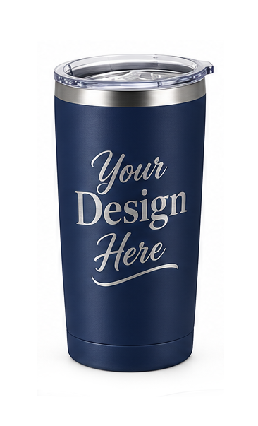 Custom laser engraved 20 oz powder coated steel drink tumblers