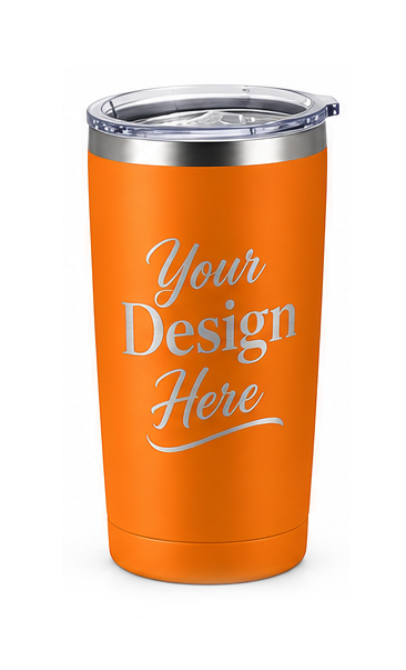 Custom laser engraved 20 oz powder coated steel drink tumblers