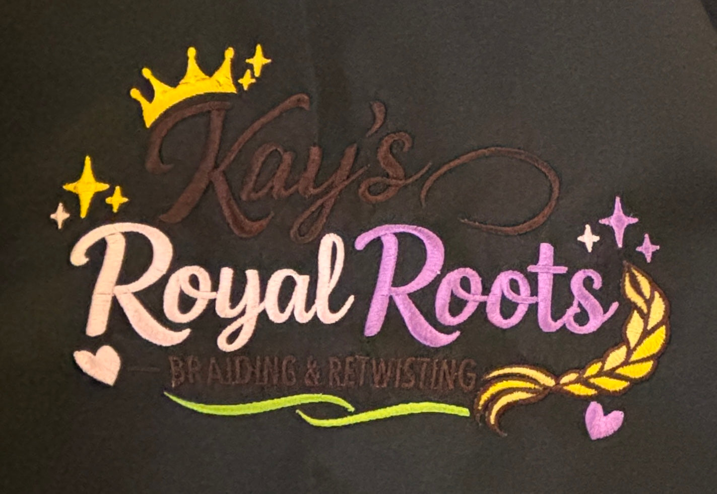 RA - Custom embroidered hooded sweatshirt. Kay’s Royal Roots.