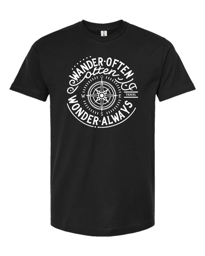 Wander-travel-vacation-tshirt-black