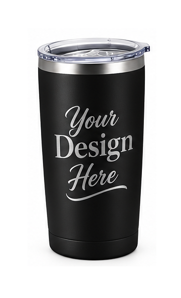 Custom laser engraved 20 oz powder coated steel drink tumblers