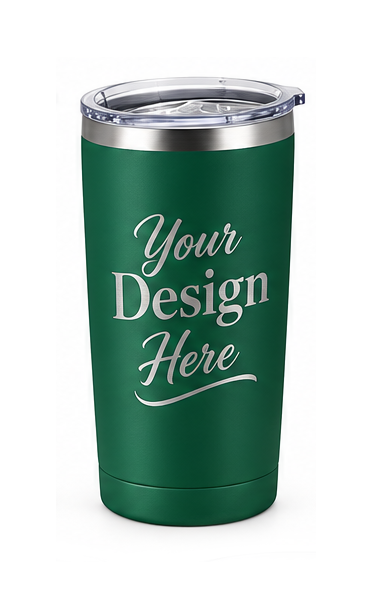 Custom laser engraved 20 oz powder coated steel drink tumblers