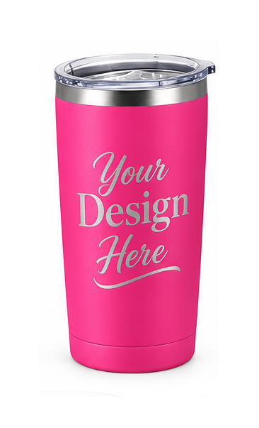 Custom laser engraved 20 oz powder coated steel drink tumblers