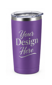 Custom laser engraved 20 oz powder coated steel drink tumblers