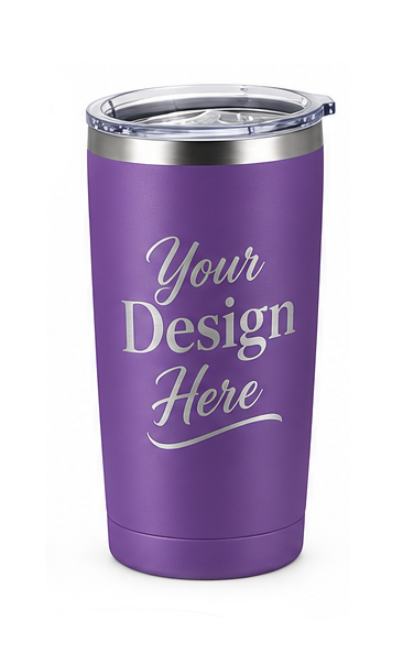 Custom laser engraved 20 oz powder coated steel drink tumblers