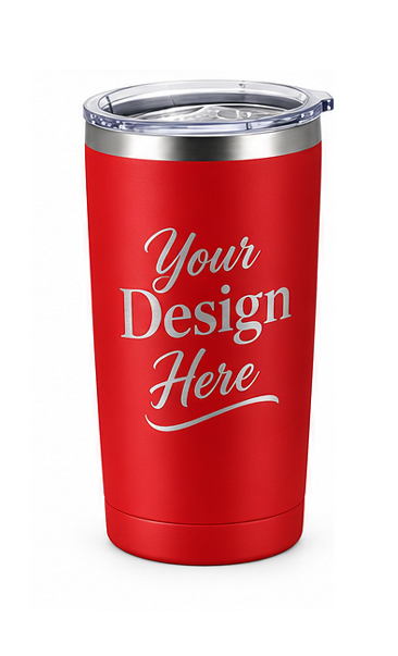 Custom laser engraved 20 oz powder coated steel drink tumblers