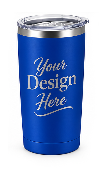 Custom laser engraved 20 oz powder coated steel drink tumblers