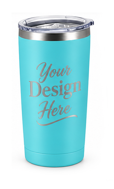 Custom laser engraved 20 oz powder coated steel drink tumblers