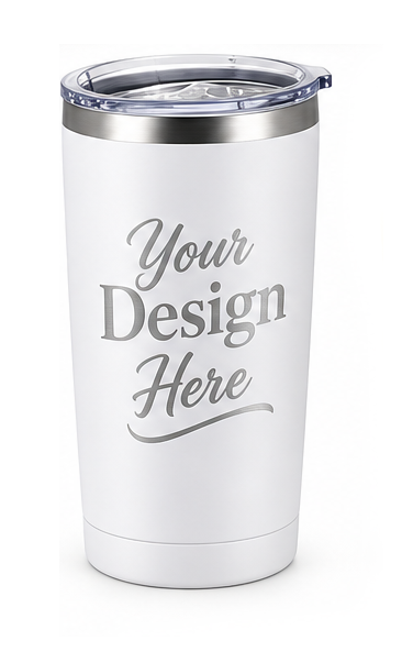 Custom laser engraved 20 oz powder coated steel drink tumblers