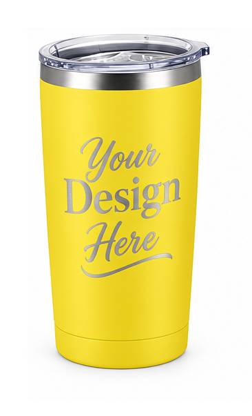 Custom laser engraved 20 oz powder coated steel drink tumblers